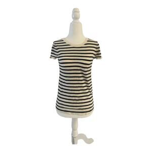 J Crew Casual Fitted Striped T-shirt Women White Size XXS